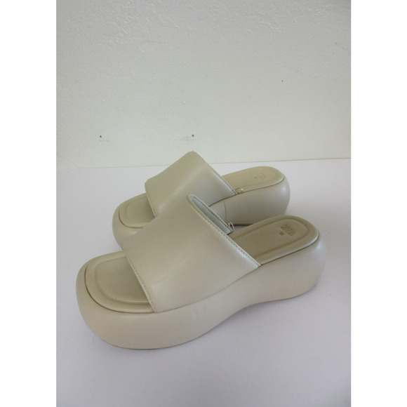 ZARA Beige Platform 39 Slip On Slides Open Toe Sandals - Picture 1 of 9